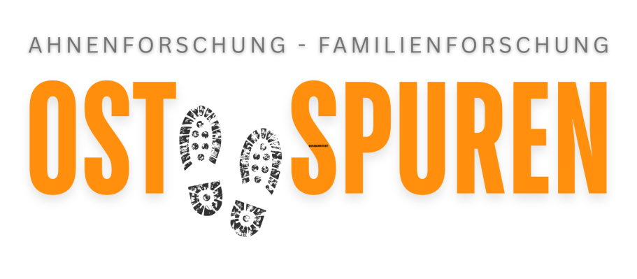 Ahnenforschung, Familienforschung und Genealogie in Ostpreußen, Westpreußen, Schlesien, Pommern und ehemaligen Ostgebieten. Ostspuren Logo